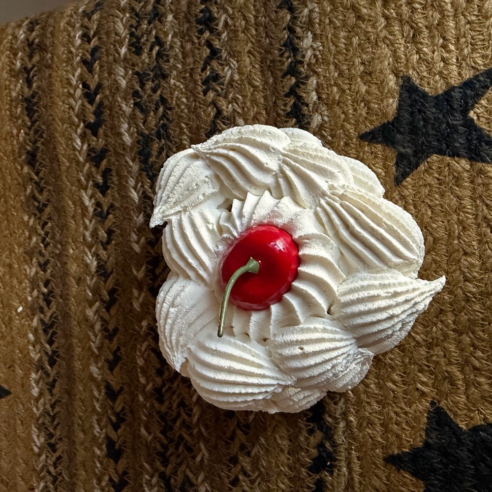 White Decorative fake cake with Cherry Accent